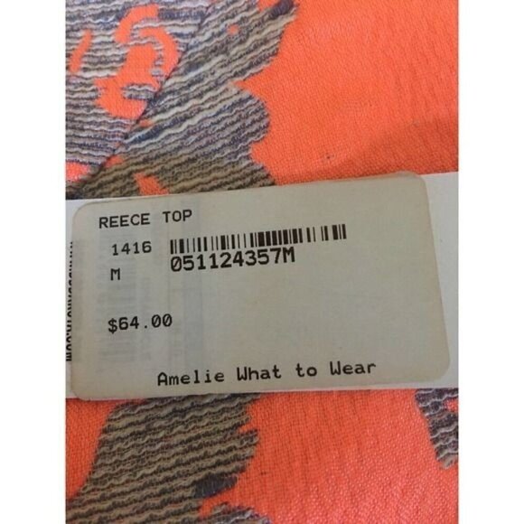 Anthropologie BB Dakota Womens Top Sz Medium Orange Gray Keyhole Zipper Textured - Picture 12 of 12